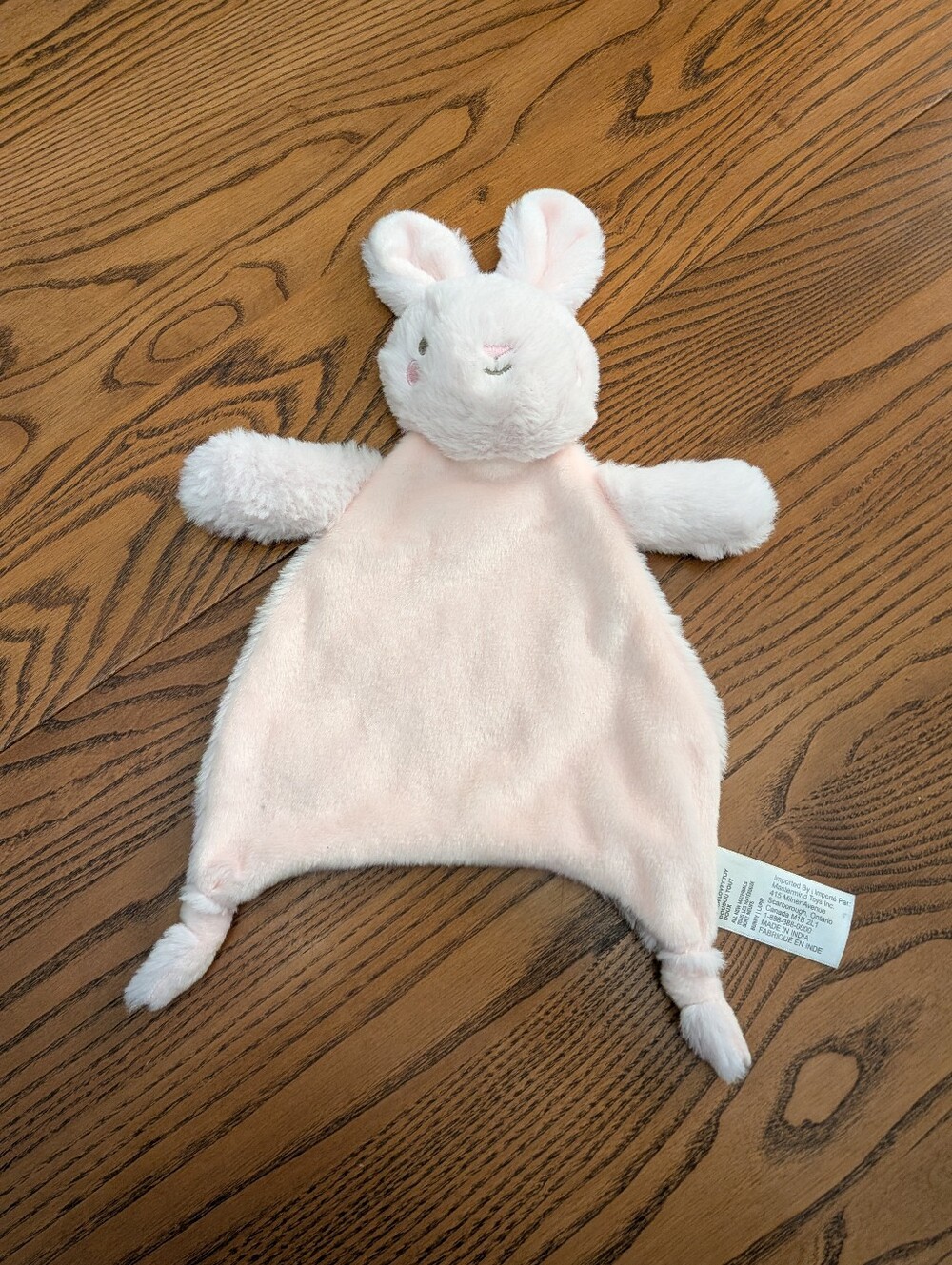 Mastermind. Soft Pink Bunny Security Blanket Plush Lovey. GUC. Knotted Corners